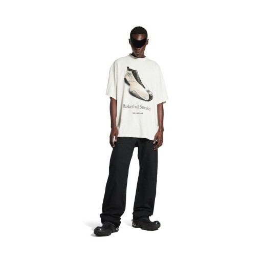 Men's Basketball Sneaker T-shirt Oversized in Dirty White