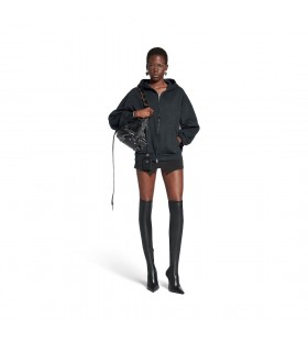 Flipped Uni Zip-up Hoodie Regular Fit in Black Faded/anthracite