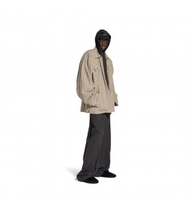 Men's Zip-up Shirt in Beige/khaki