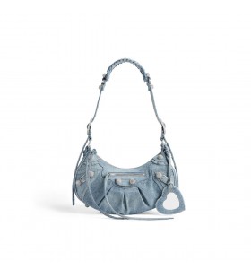 Women's Le Cagole Shoulder Bag Small With Rhinestones in Blue