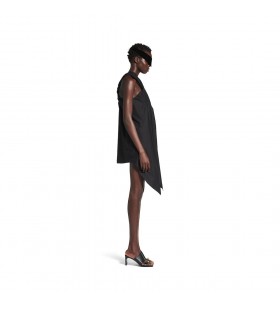 Women's Twisted Sleeveless Shirt Dress in Black