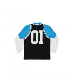 Basquete masculino da S&Atilde;&copy;rie de Camadas de T-shirt Manga Longa em Preto/branco