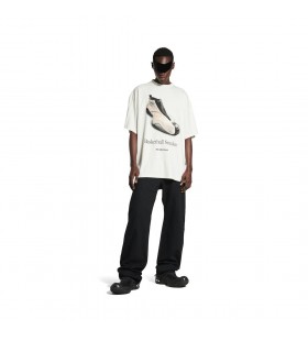Men's Basketball Sneaker T-shirt Oversized in Dirty White