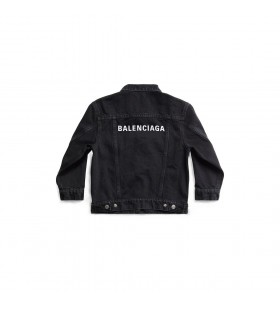 Gyerekek - Balenciaga Túlméretezett Kabát, Fekete Elhalványult