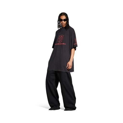 Men's Lion Club T-shirt Oversized in Black/red