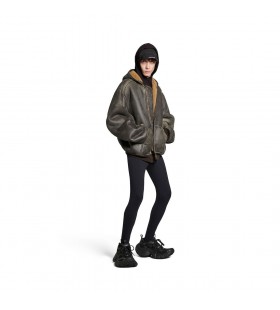 Shearling Zip-up Hoodie Vestibilità Larga in Marrone