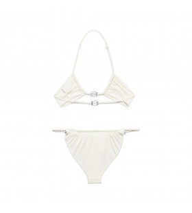 Kvinne Bb Spenne Bikini i Hvit/sølv