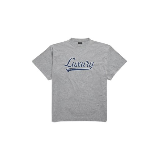 De Lux pentru barbati Script Supradimensionate T-shirt Dark Heather Grey/blue