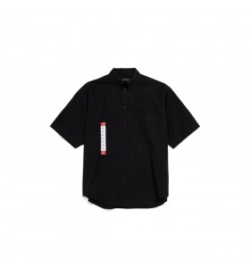 Bărbați Balenciaga haine de Lucru Maneca Scurta Mare Fit Shirt Negru