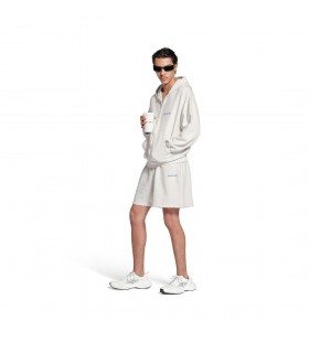 Balenciaga Înapoi Zip-up Hoodie Regulat se Potrivesc în Alb Murdar/albastru