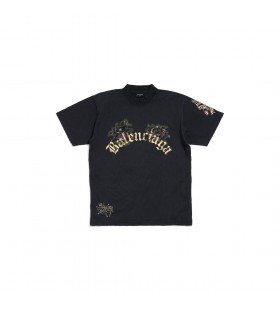 Dámske Lacné Tetovanie T-shirt Malé Nosenie v Čiernej Vyblednuté