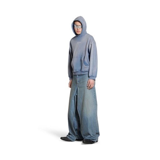 Majica Balenciaga Back srednje slijetanja plave boje