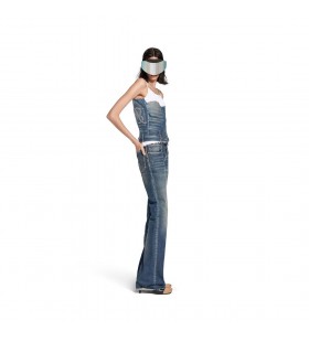 La mujer Slim Fit Bootcut Pantalones en Azul Oscuro
