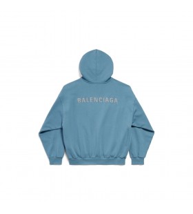 Balenciaga Back Reflective Hoodie Medium Fit in Grey Blue
