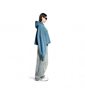 Internacional Recortada Sudadera con capucha en color Gris Azul