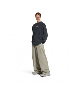 Podlepen&Atilde;&copy; Balenciaga Zp&Auml;t Dlouh&Atilde;&frac12; Ruk&Atilde;&iexcl;v T-shirt Medium Fit ve Vybledl&Atilde;&copy; &Auml;ern&Atilde;&copy;/b&Atilde;&shy;l&Atilde;&copy;/&Auml;erven&Atilde;&copy;