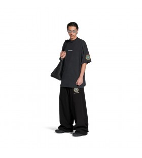 Muži v Uniformě Zboží Nadrozměrné T-shirt v Černé Vybledlé