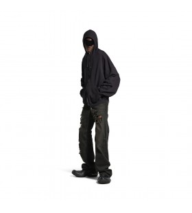 Mænds Sikkerhed Tape Logo Store Zip-up-Hoodie i Sort Falmet/rød