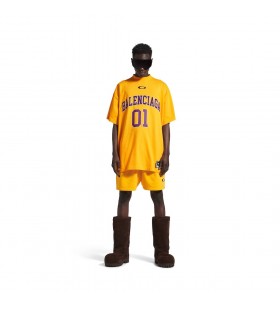 Mænds Basketball Oversized T-shirt i Dyb Lilla/gul