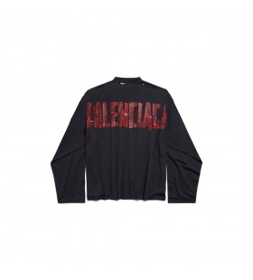 Mænds Sikkerhed Tape Oversize langærmet T-shirt i Falmet Sort/