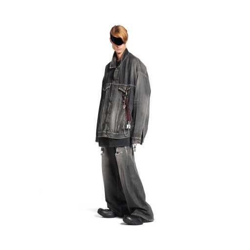 Mannen Oversize Charmes Denim Jasje in Donker Grijs