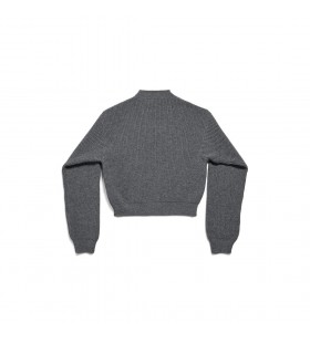 Vrouwen Patch Cropped Sweater in Grijs