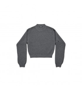 Vrouwen Patch Cropped Sweater in Grijs