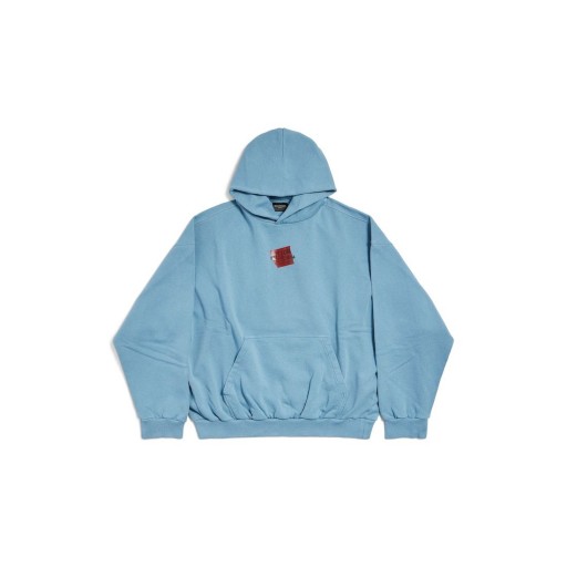 Miesten Teipattu Balenciaga Takaisin Huppari Medium Fit Harmaa Sininen