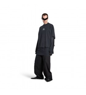 Yhten&Atilde;&curren;isyyden Urheilu-Kuvaketta Rajattu T-paita, Suuri Fit-Musta/valkoinen