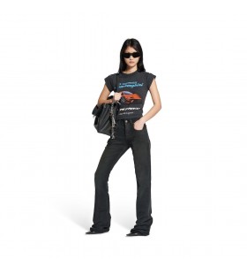 Naisten Slim Fit, Bootcut-Housut Musta/vihre&Atilde;&curren;/punainen