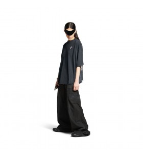 Balenciaga Nail Polish Cropped T-shirt Noir Délavé