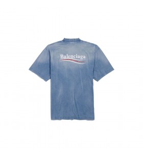 Les hommes Politiques de la Campagne T-shirt Medium Fit dans Délavé Bleu/blanc/rouge