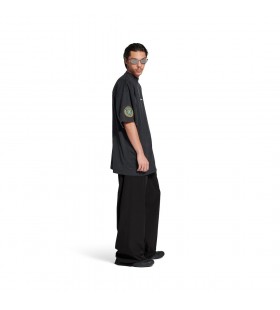 Des hommes en Uniforme de Merch Surdimensionné T-shirt Noir Délavé