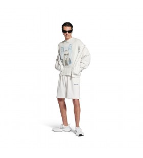 Des hommes Balenciaga Retour Shorts Sale Blanc/bleu