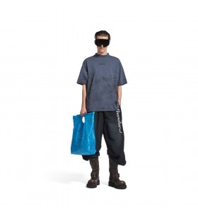 Men ' s Balenciaga Back T-shirt Medium Fit-in verwaschenem dunkelblau/schwarz