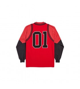 Men ' s Basketball-Serie - Layered Langarm T-shirt in Rot/schwarz