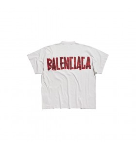 M&Atilde;&curren;nner Sicherheit Band Logo Oversized T-shirt in Wei&Atilde;/rot