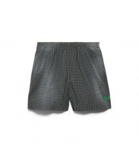 Men ' s Überprüfen, Boxer Swim Shorts in Schwarz/blau