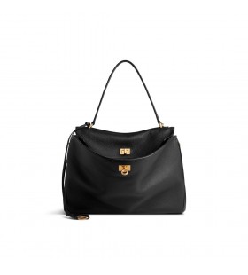 Women ' s Rodeo Handtasche Medium-Genarbtem Kalbsleder in Schwarz